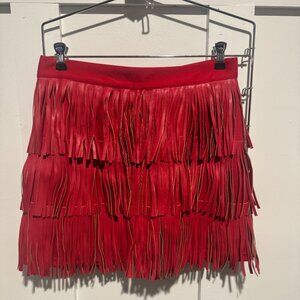 NWT- Jade by Jane Red Fringe Cowgirl Mini Skirt